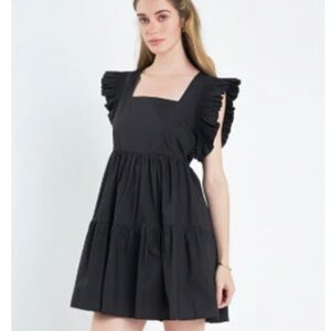 English Factory Black Ruffled Mini Dress